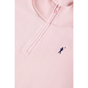 Sudadera de media cremallera rosa con logo Rigby Go