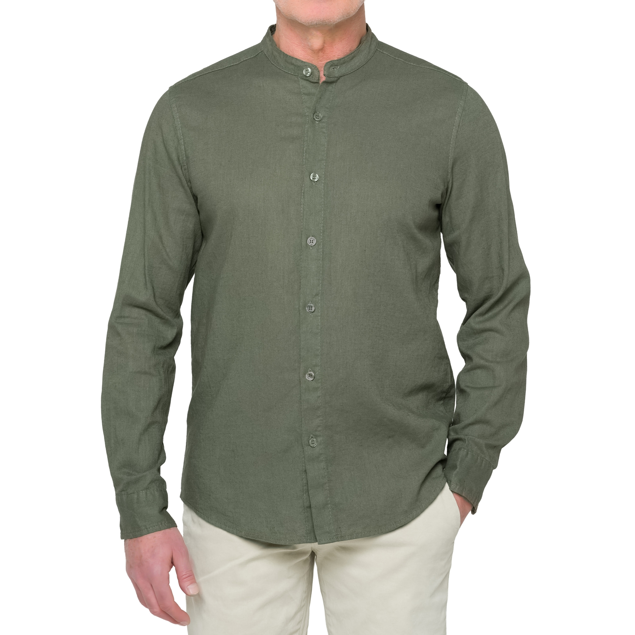 Camicia in lino Hot Buttered Tongareva Militarygreen