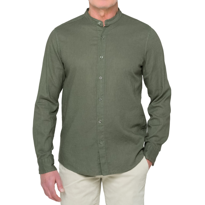 Camicia in lino Hot Buttered Tongareva Militarygreen