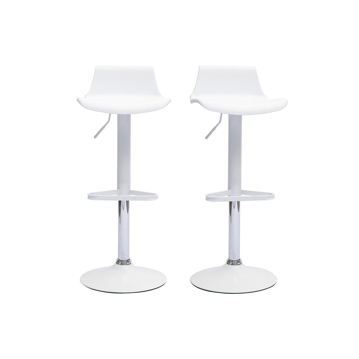 Tabourets de bar design réglables blancs 360° (lot de 2) KRONOS