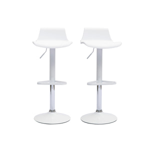 Tabourets de bar design réglables blancs 360° (lot de 2) KRONOS