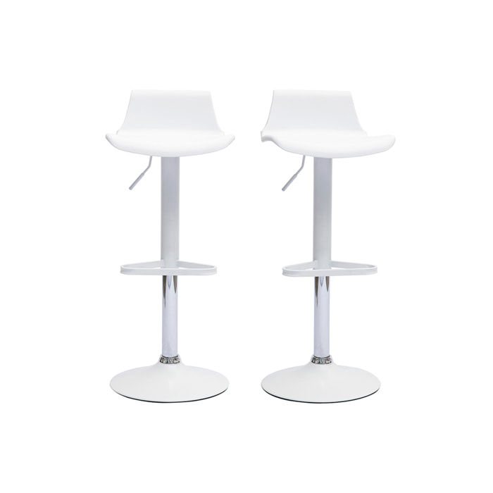 Tabourets de bar design réglables blancs 360° (lot de 2) KRONOS