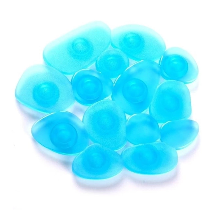 Lot de 4 Tapis antiderapants de douche ou baignoire PVC GALETS 12x13cm Bleu Transparent MSV