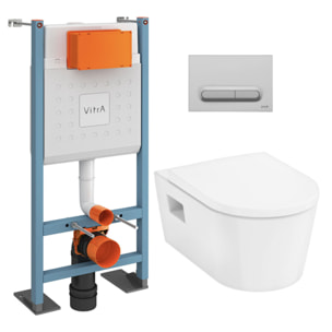 Pack WC Bâti autoportant V-Fix Core + WC sans bride Hansgrohe EluPura S + Abattant SoftClose + Plaque chrome mat (VFTFPURA5)