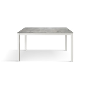 Tavolo RAVENNA in legno finitura grigio cemento e struttura in metallo bianco 110x68 cm