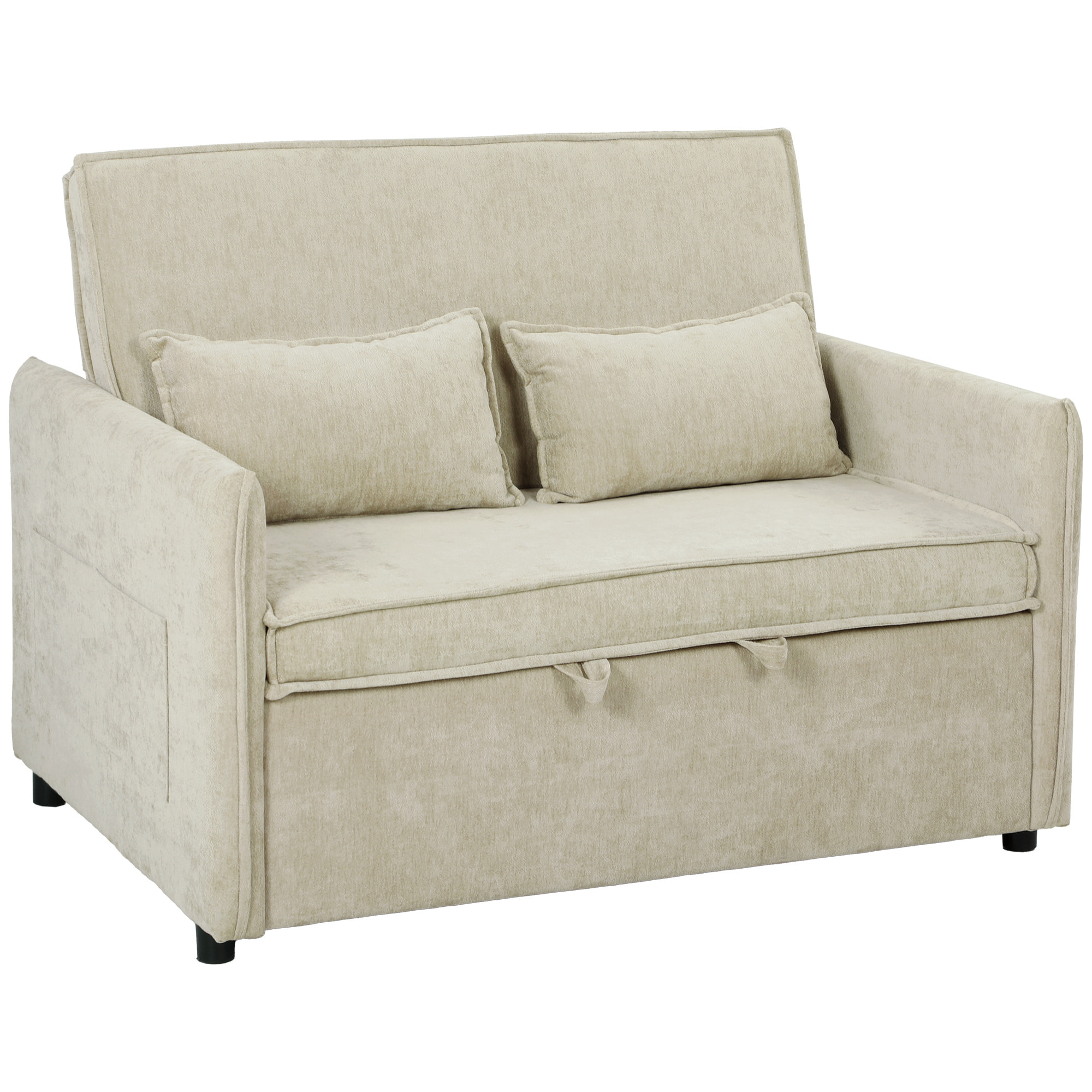 Canapé convertible 2 places dossier inclinable 5 niv. tissu chenille beige