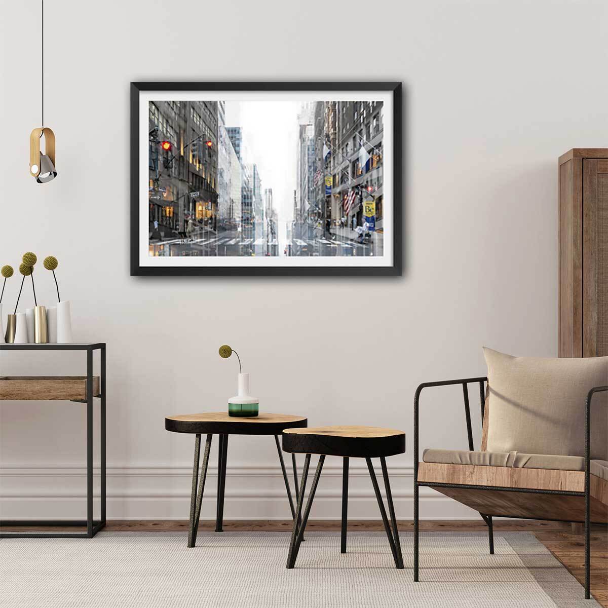 Poster madison square abstraction Affiche + cadre en bois - Noir