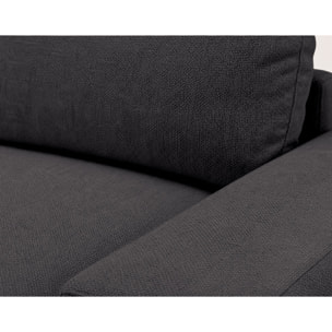 Tama - Canapé d'angle droit 4 places convertible avec coffre en tissu - Gris