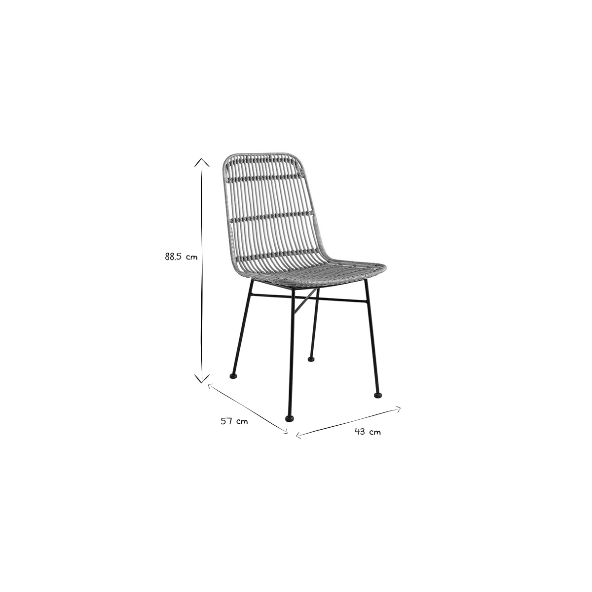 Chaises en rotin et métal noir (lot de 2) MALACCA