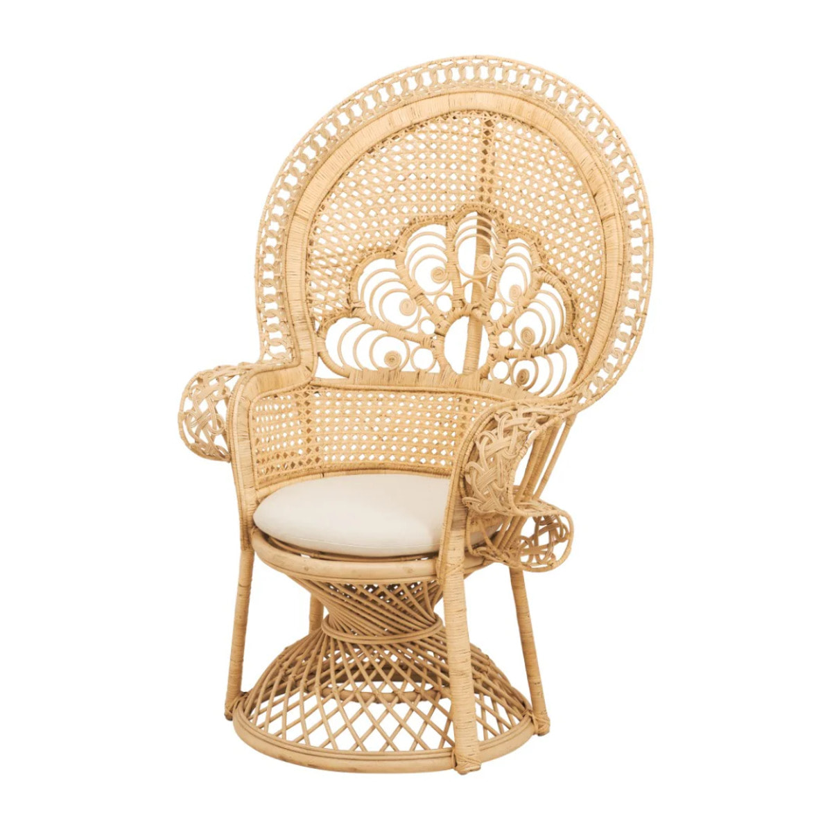 Fauteuil en rotin naturel et coussin blanc - Eloa