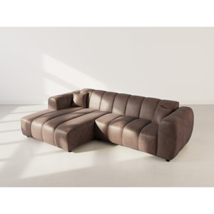 Curtis - canapé d'angle gauche 4 places en simili - Marron