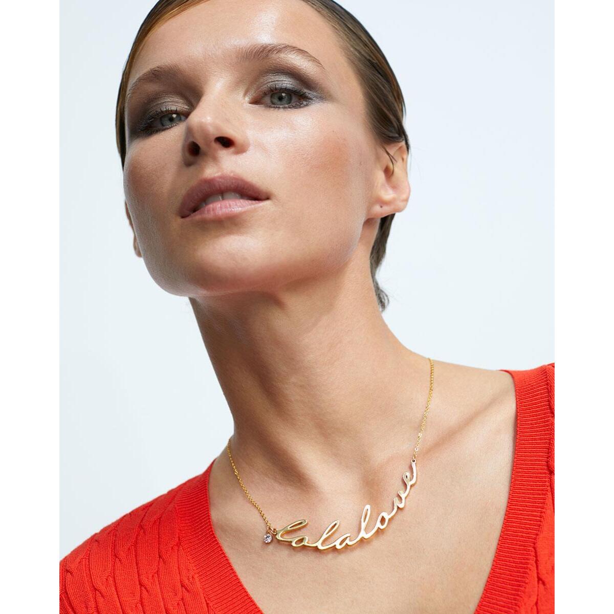 Collana essenziale con catena d'amore scritta a mano da Lola