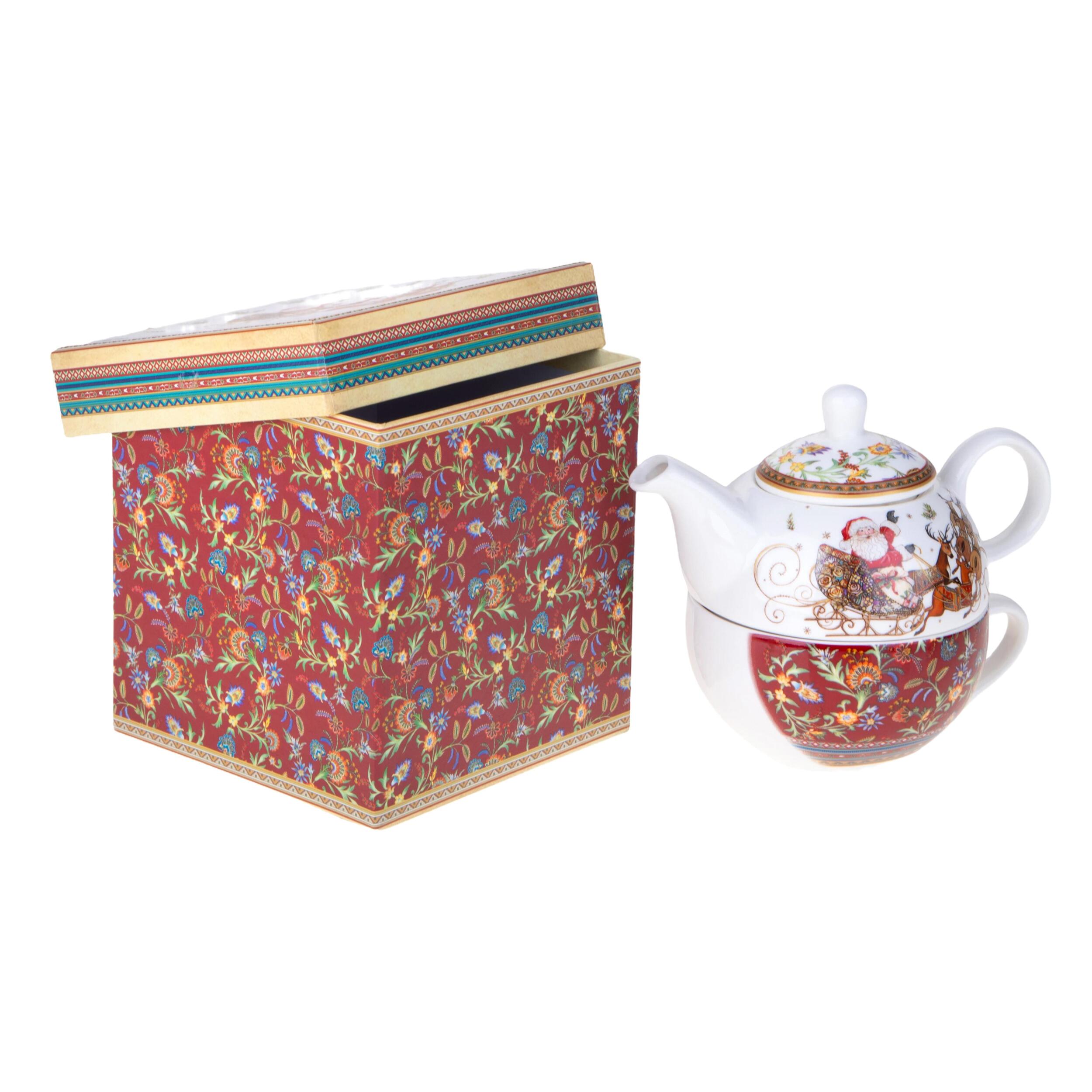 Tea For One con B.Natale con Gift Box - Pezzi 1 - Colore Rosso - 14x15Hx14cm - Bianchi Dino