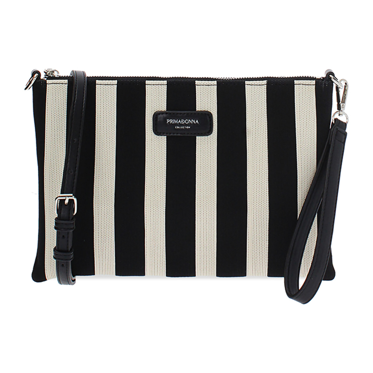 Pochette donna nera-panna in canvas