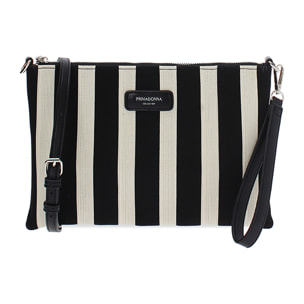 Pochette donna nera-panna in canvas