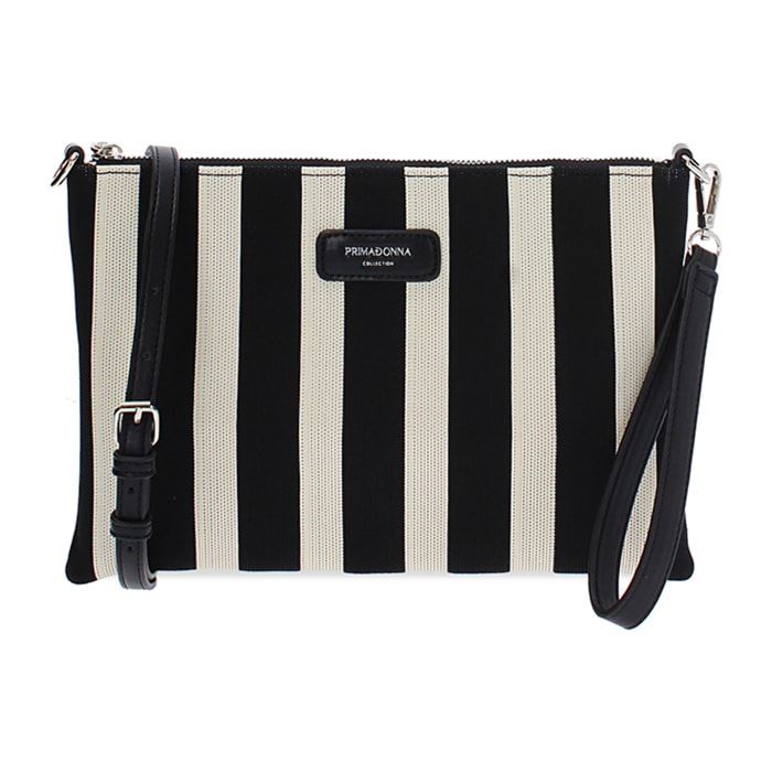 Pochette donna nera-panna in canvas