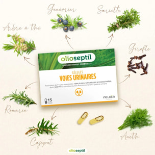 OLIOSEPTIL - Gélules Voies Urinaires - Assainit le système Urinaire & Favorise l'élimination rénale de l'eau - Complexe de 7 Huiles Essentielles Pures et Chémotypées - Gélules Végétales - Lot de 2