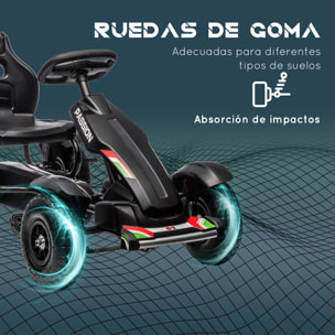 Go Kart a Pedales para Niños Coche de Pedales Infantil con Asiento Ajustable Neumáticos de Goma Freno de Mano para Niños y Niñas de 5-12 Años Carga 50 kg 121x58x61 cm Negro