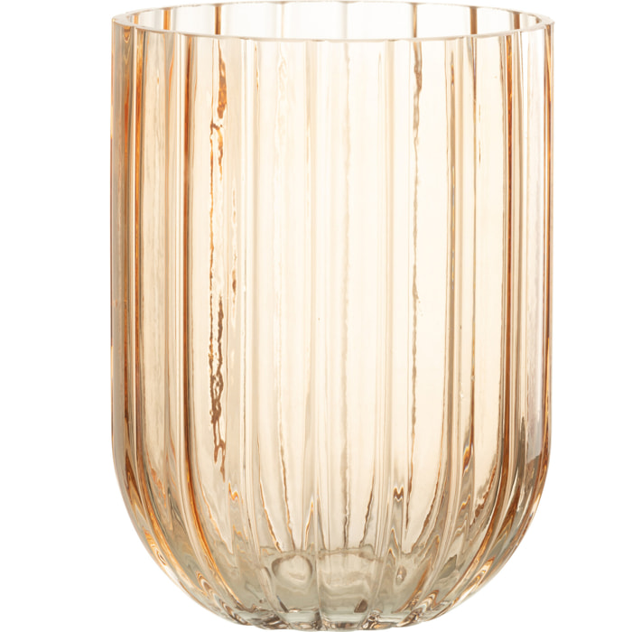 J-Line vase Yari Lignes - verre - transparent/pêche - medium - Ø 15 cm
