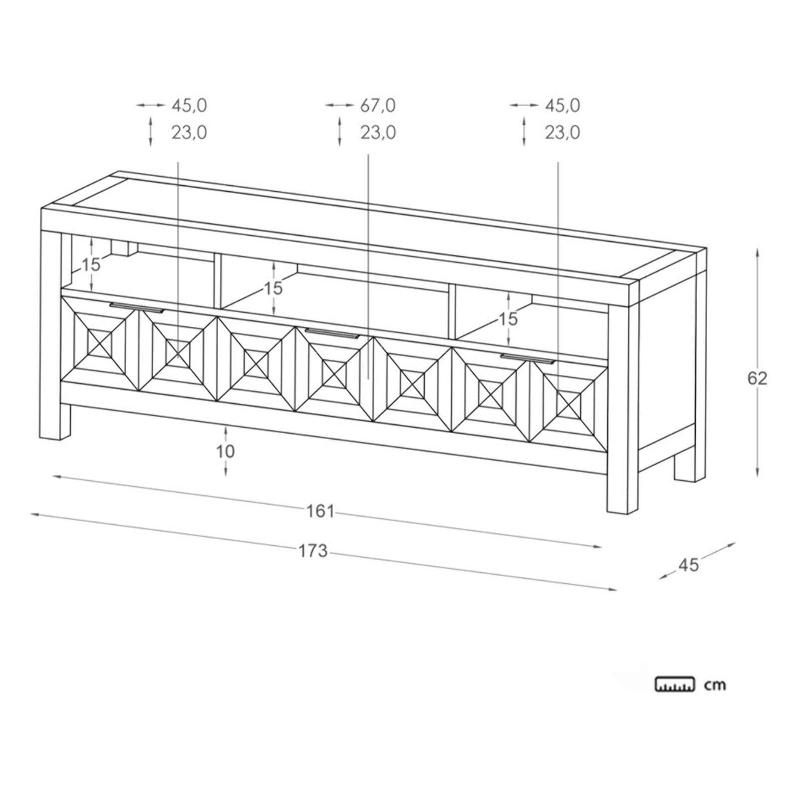 Meuble tv Cuzco -bois massif d'araucaria-couleur blanc  wild 173 x 62 x 45 cm