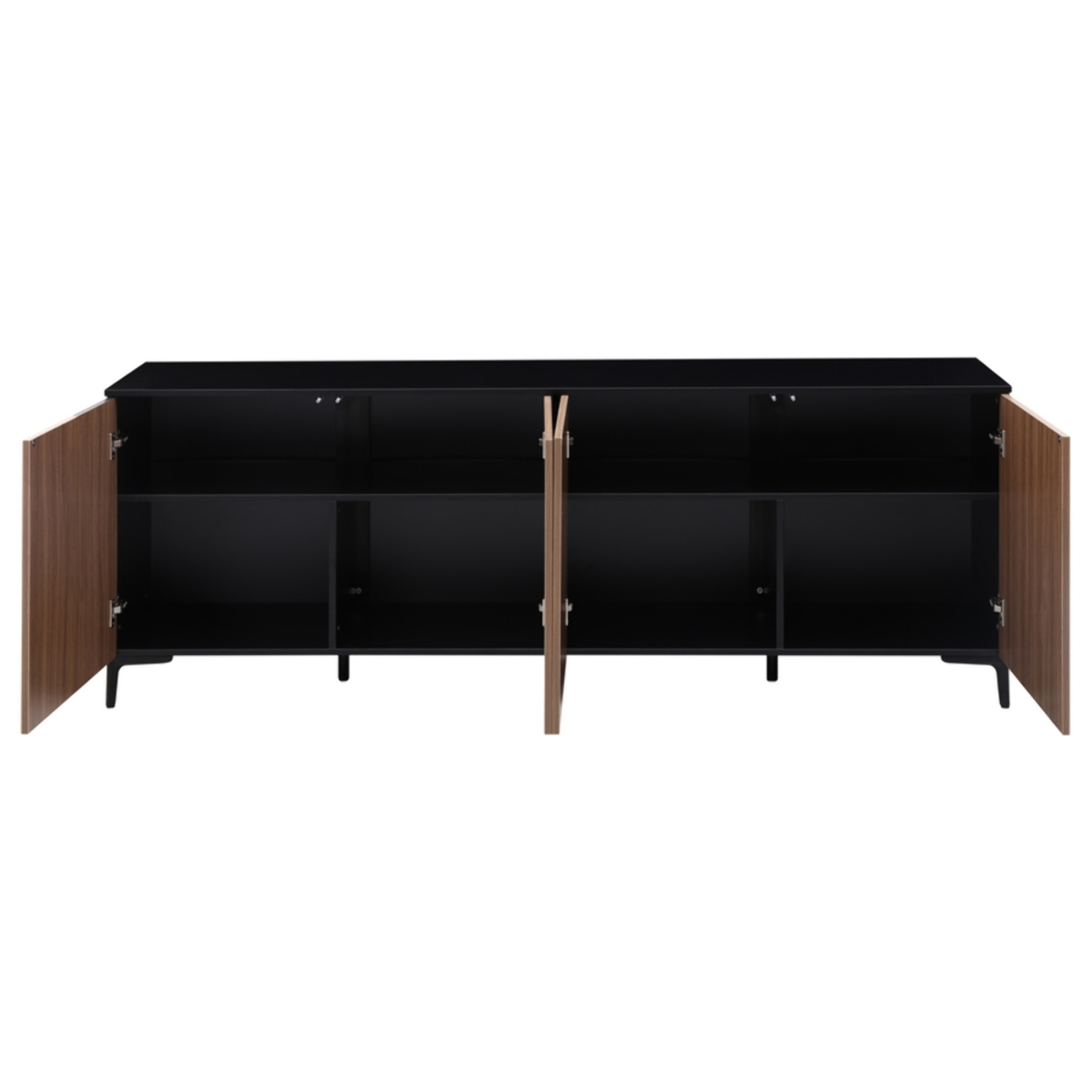 Credenza moderna 4 ante in legno noce e nero 200x40x74 cm – Toledo