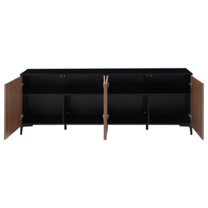 Credenza moderna 4 ante in legno noce e nero 200x40x74 cm – Toledo