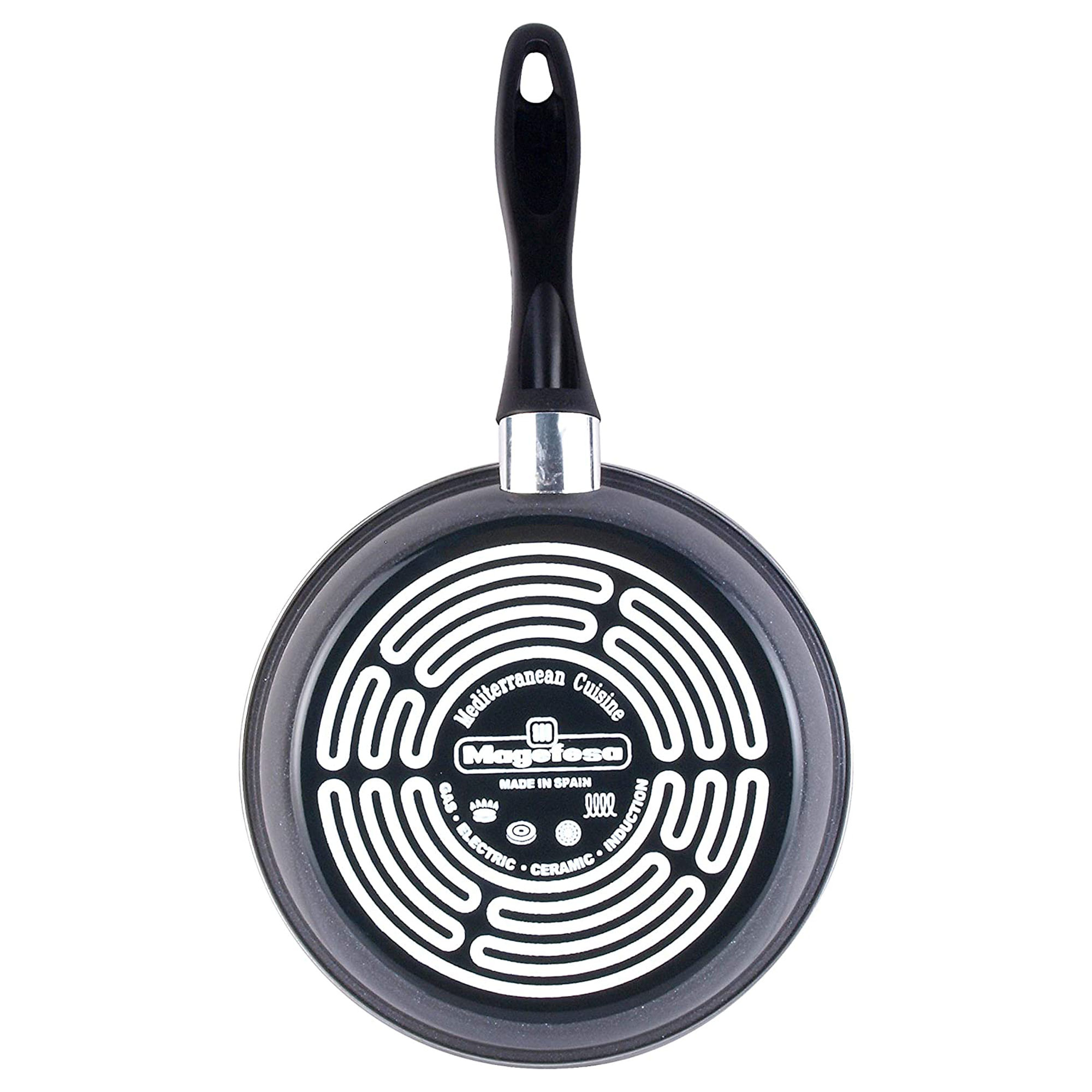 Magefesa K2 GRANSASSO sartén 24, acero esmaltado vitrificado, en gris, inducción y lavavajillas acompañada de tapa de cristal con silicona, apta para
