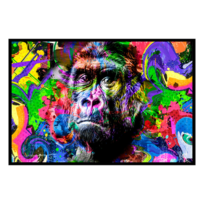 Affiche encadrée gorille pop art coloré Affiche + cadre en métal - Noir
