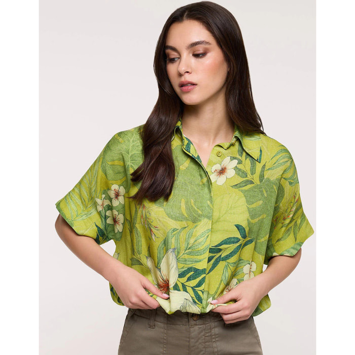 Camisa Manga Corta Verde Pistacho - Leafiros