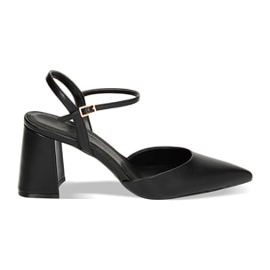 Décolleté slingback nere, tacco largo 7,8 cm