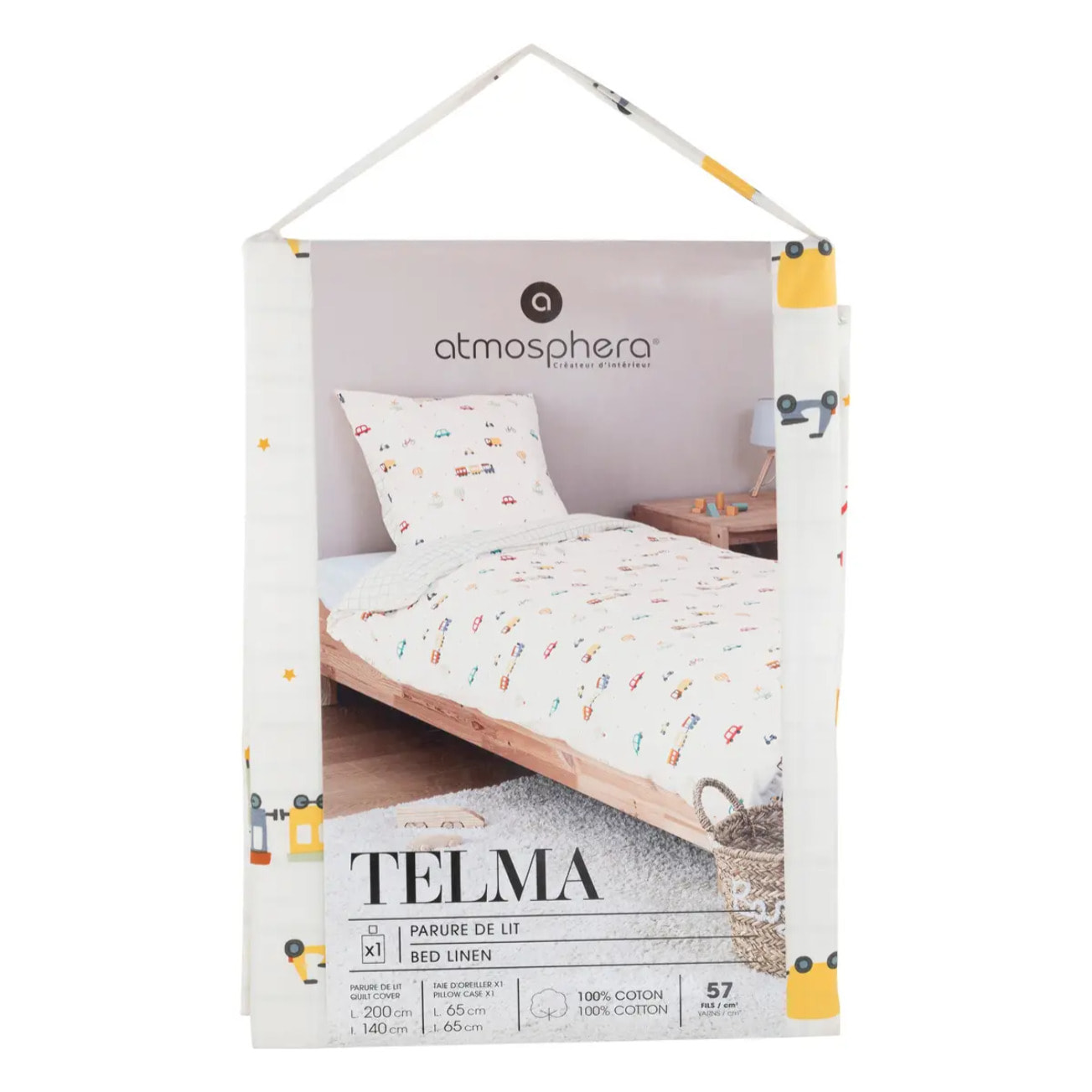 Parure de lit Telma motif voiture 140x200cm
