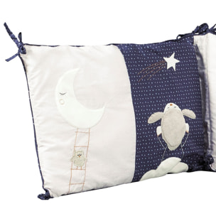 Tour de lit bébé déhoussable 180x40cm en coton blanc