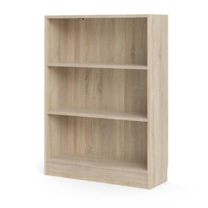 Libreria a tre vani, colore rovere, cm 79 x 107 x 26