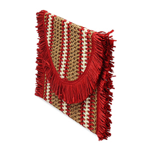 Pochette da mare in paglia rossa