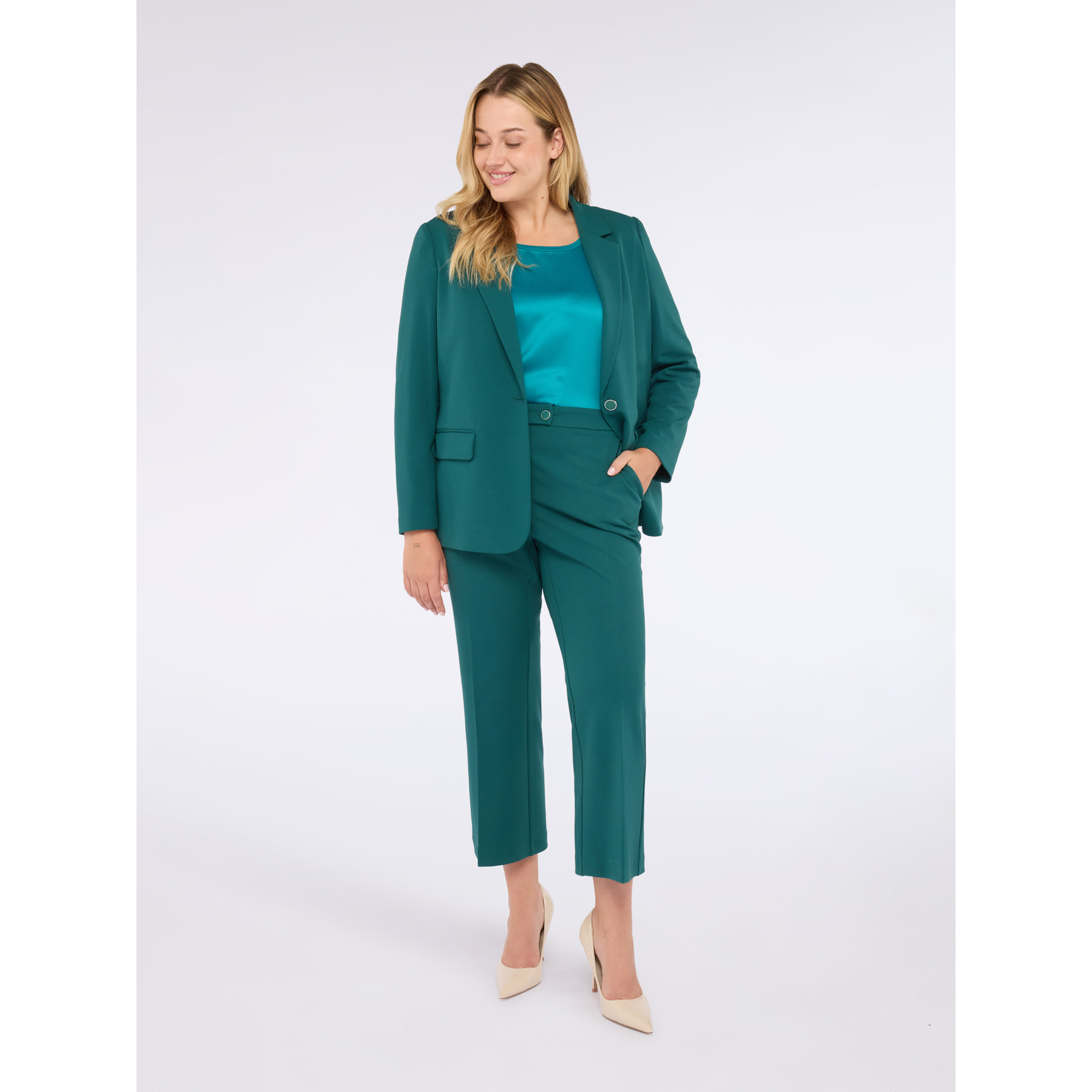 Fiorella Rubino - Blazer relajado en tejido elástico - Petrol Blue