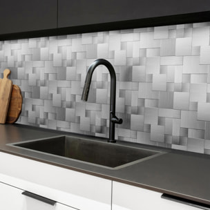 Crédence adhésive murale 3D  - Effet tressé 4 pièces - Argent