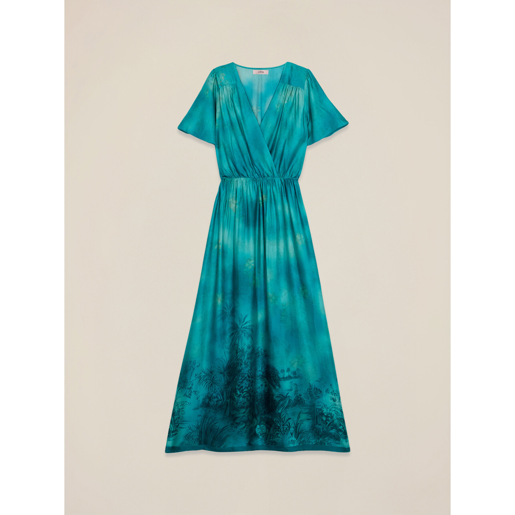 Oltre - Vestido largo de satén estampado - Light - blue