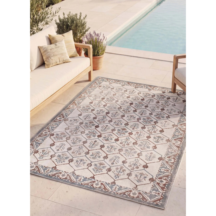 LUA Alfombra de exterior vintage azul y caldera, varias medidas disponibles.