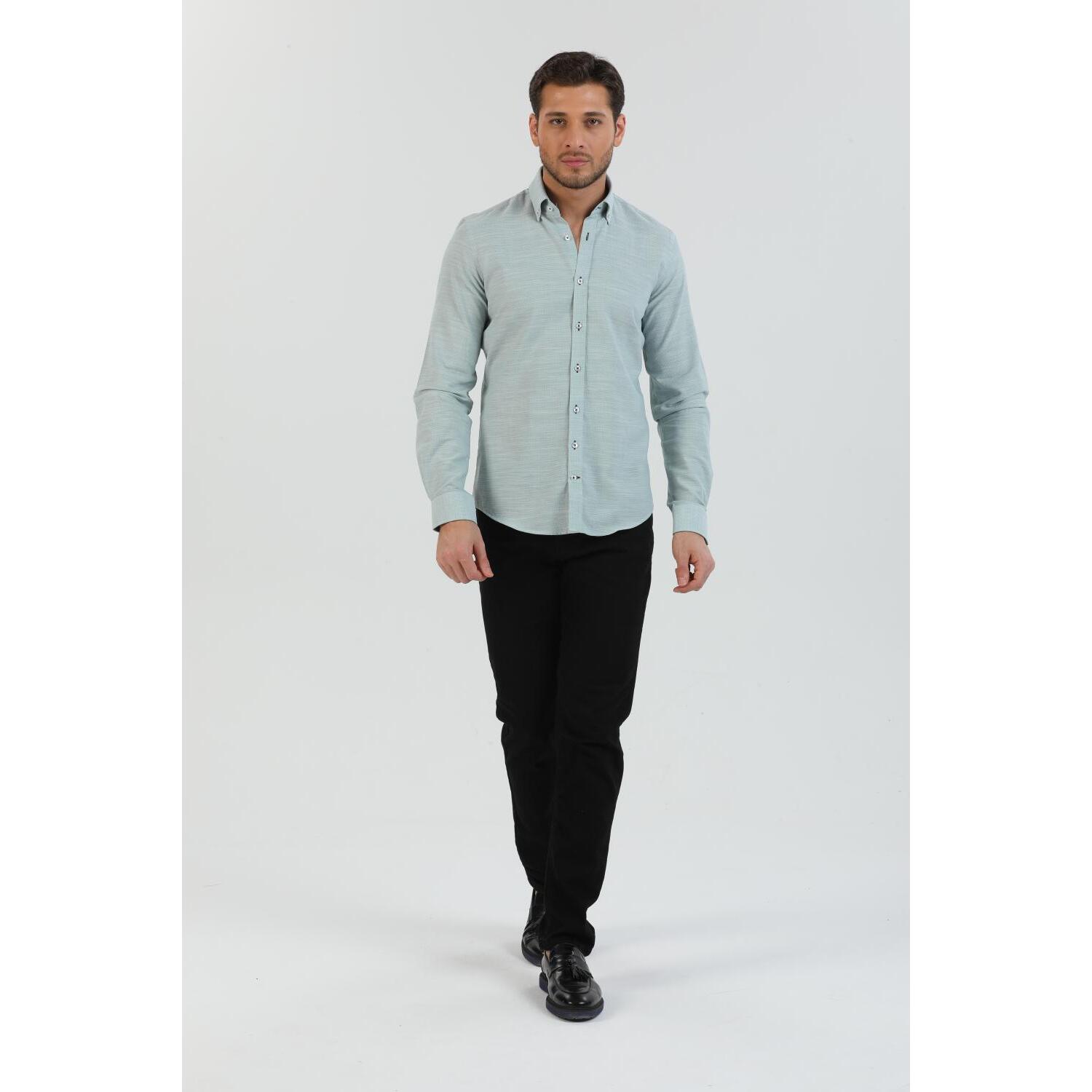 camicia uomo 1 bottone button down slim Armaturato Fantasia Verde Pistacchio