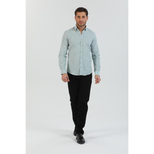 camicia uomo 1 bottone button down slim Armaturato Fantasia Verde Pistacchio