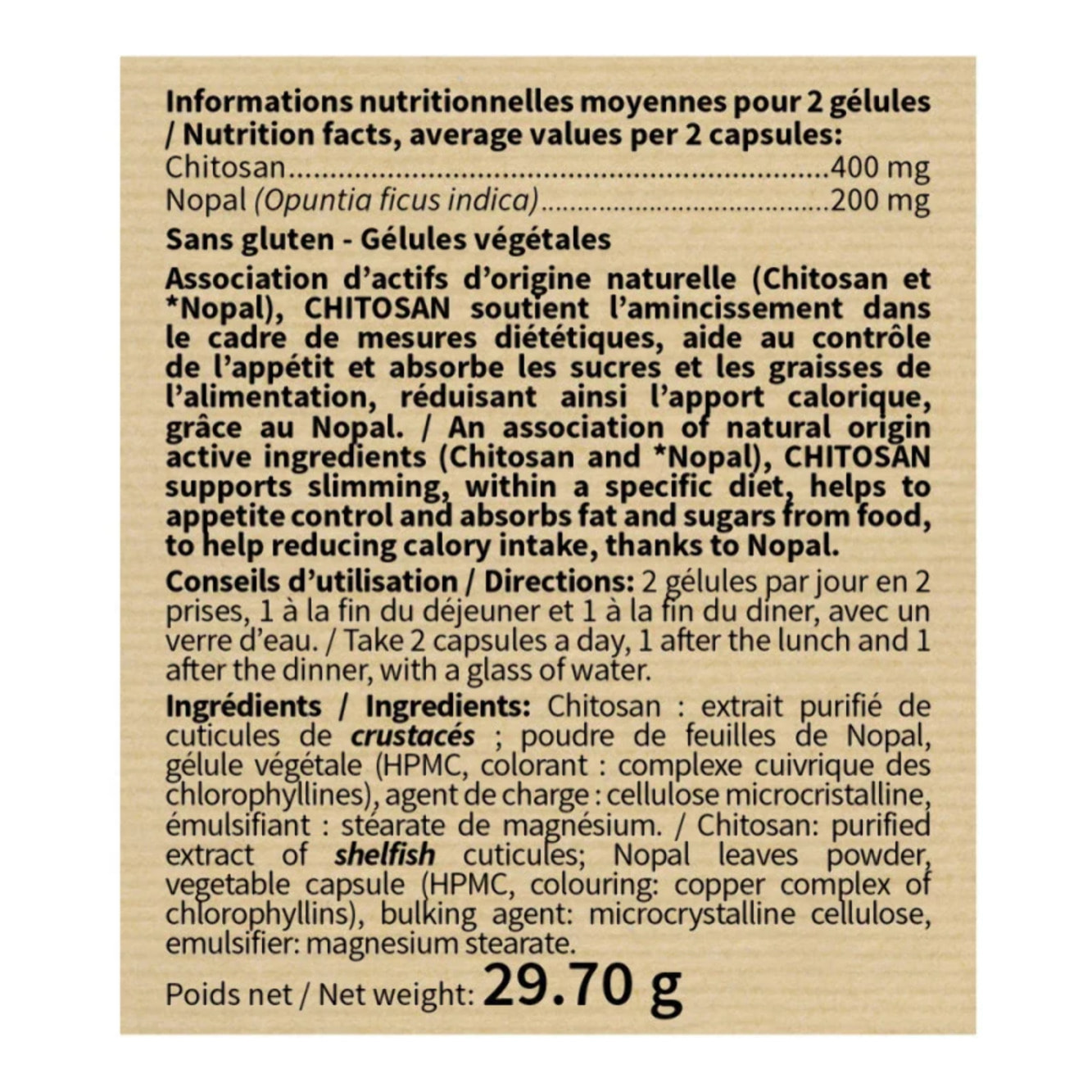 NUTRIEXPERT - Chitosan - Complément alimentaire - Absorbe Sucres et Graisses - Réduit l'appétit - Favorise l'amincissement - Gélules végétales - Cure 30j