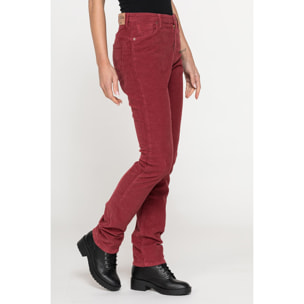 PANTALONE IN VELLUTO STRETCH MOD. 753. Vita alta gamba regolare.