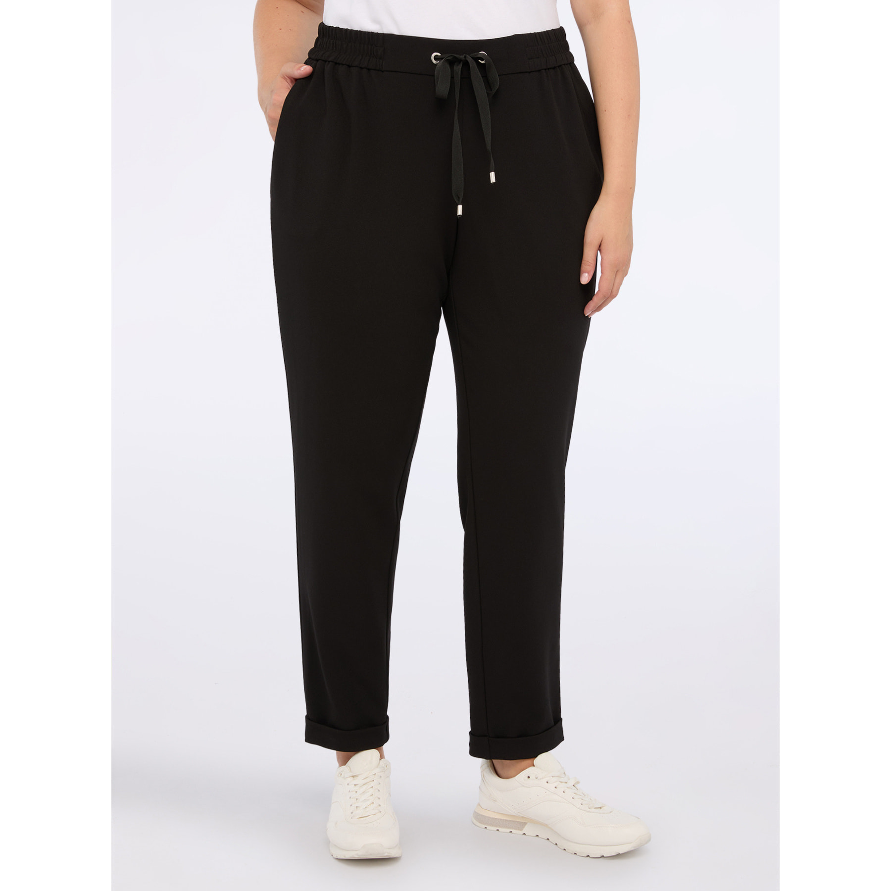 Fiorella Rubino - Joggers in tessuto stretch con coulisse - Nero