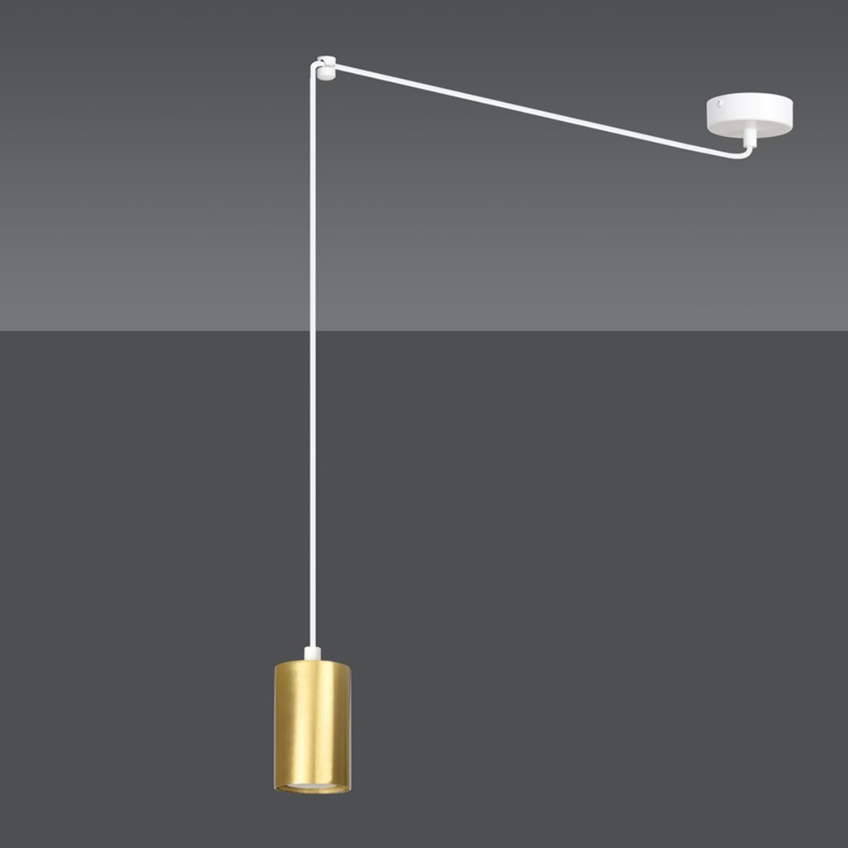 Lampada a sospensione TRAKER in acciaio bianco e oro