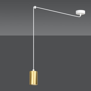 Lampada a sospensione TRAKER in acciaio bianco e oro