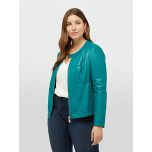 Fiorella Rubino - Chaqueta biker con escote redondo - Petrol Blue