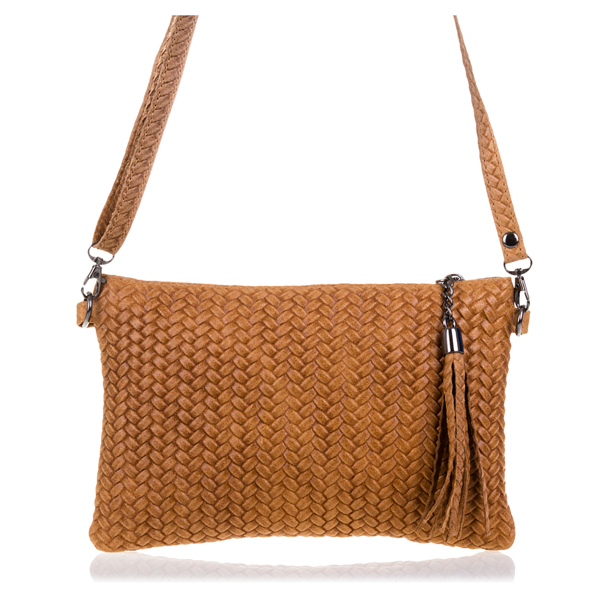 Oleggio Borsa a tracolla Donna.Pelle autentica Camoscio Incisione a V