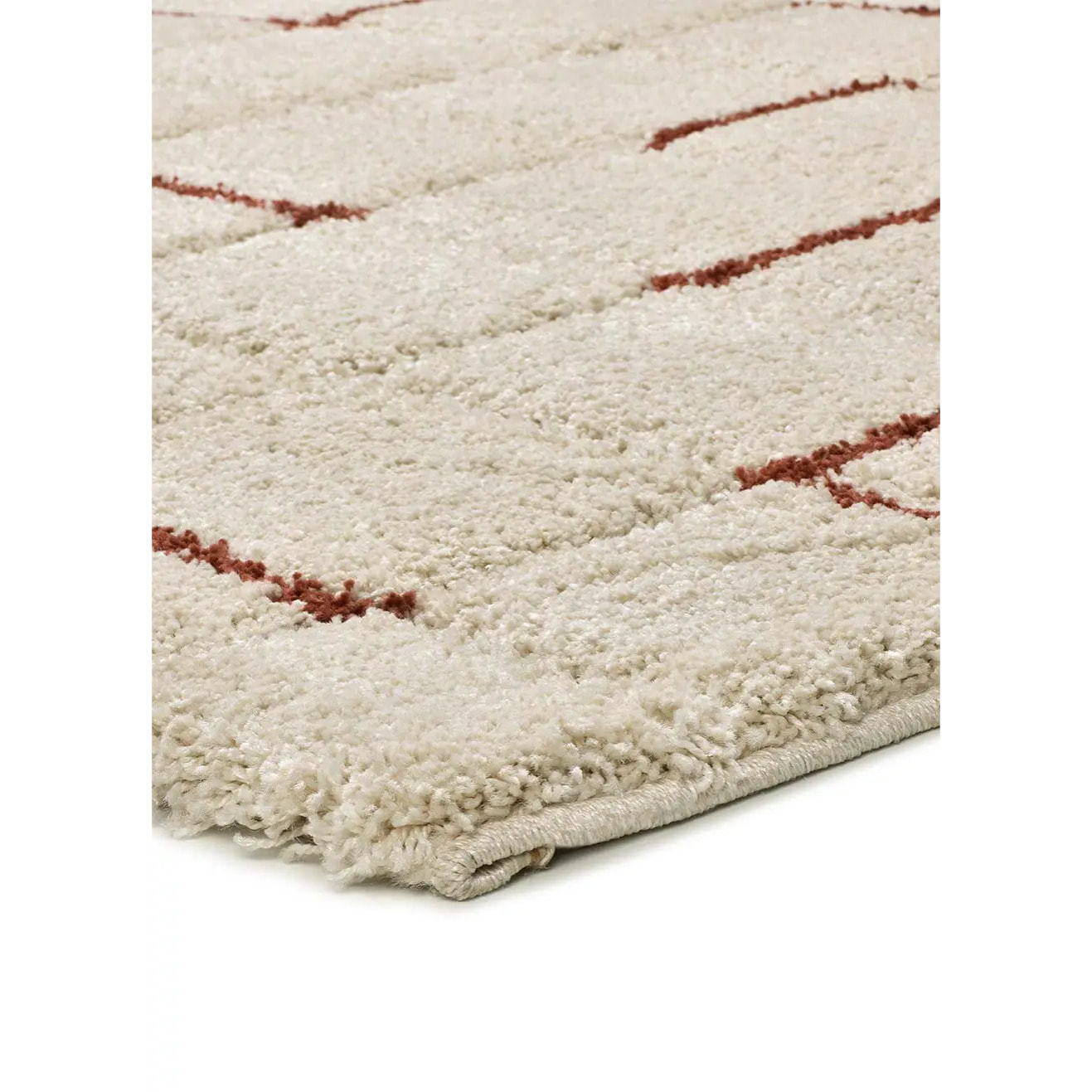 BRENDA Alfombra shaggy geométrica con relieve blanco y motivos caldera, varias medidas disponibles