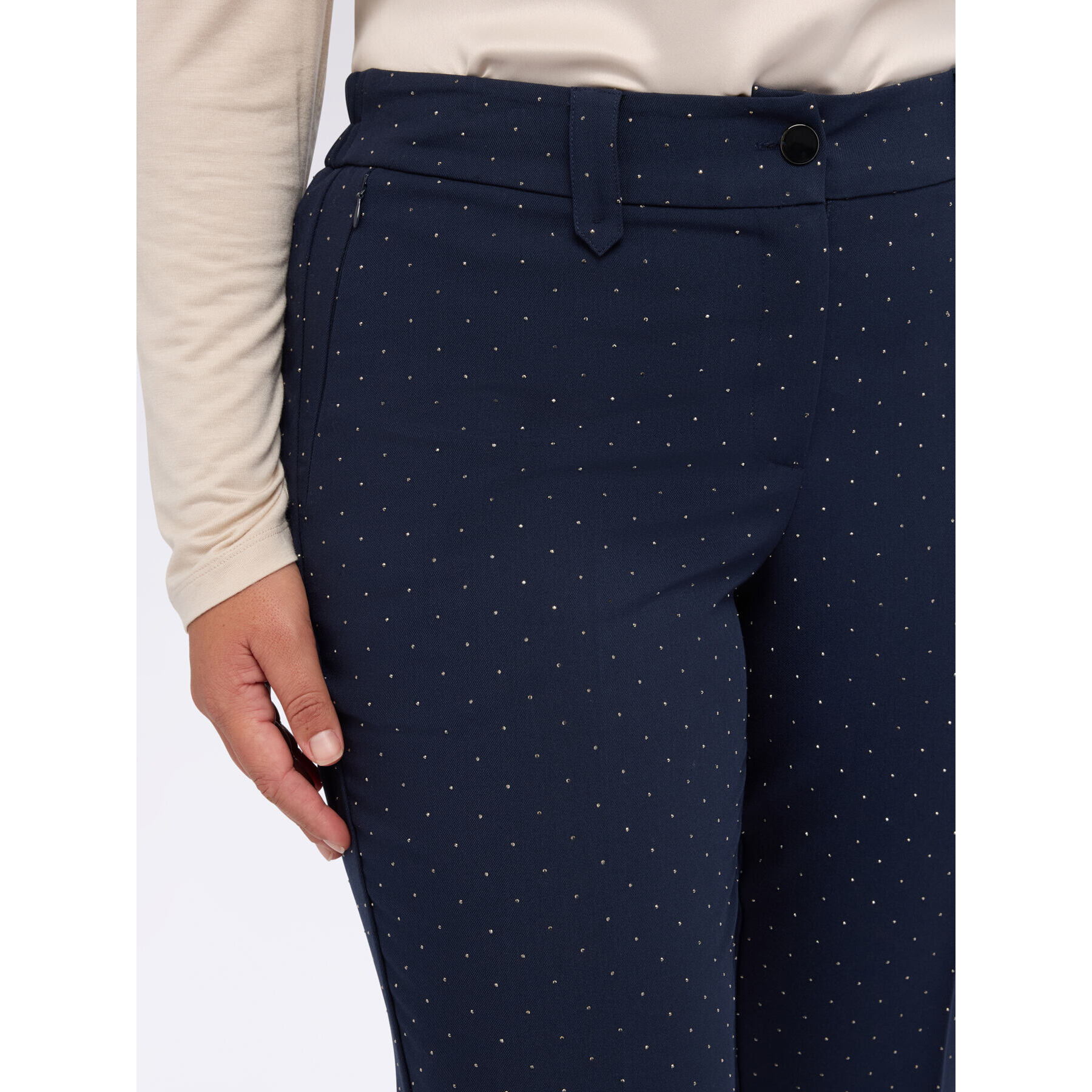 Fiorella Rubino - Pantalones Carrot Fit con detalles brillantes - Azul