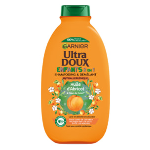Lot de 6 - Garnier Ultra Doux Huile d'Abricot & Fleur de Coton Enfants 2-en-1 Shampooing & Démêlant 600ml